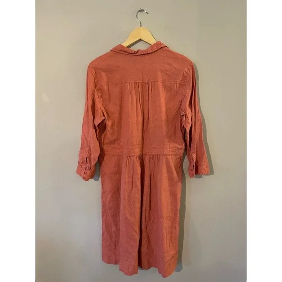 Eileen Fisher Linen Blend Salmon Pink Shirt Dress - Picture 1 of 9